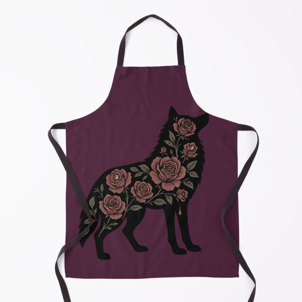Item preview, Gothic Floral Wolf Silhouette – Dark Rose Botanical Animal Art designed and sold by Mouraludia.