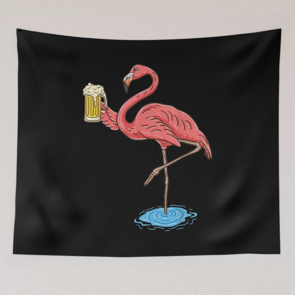 Item preview, Flamingo Drinking Beer Retro designed and sold by PhyllisHelen.