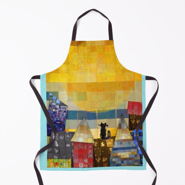 Item preview, Whimsical Black Cat in a Mosaic City Under a Yellow Sun designed and sold by NataliaFlaherty.