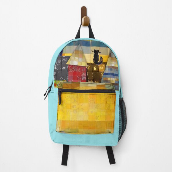 Item preview, Whimsical Black Cat in a Mosaic City Under a Yellow Sun designed and sold by NataliaFlaherty.