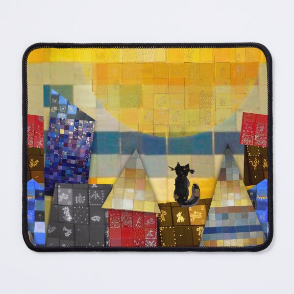 Item preview, Whimsical Black Cat in a Mosaic City Under a Yellow Sun designed and sold by NataliaFlaherty.