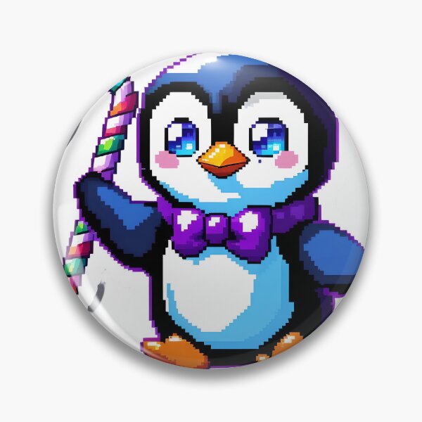 Item preview, Cute Pixel Penguin Holding Candy Cane Christmas Sticker designed and sold by BankMano.