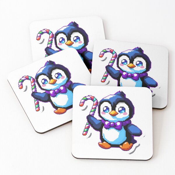 Item preview, Cute Pixel Penguin Holding Candy Cane Christmas Sticker designed and sold by BankMano.