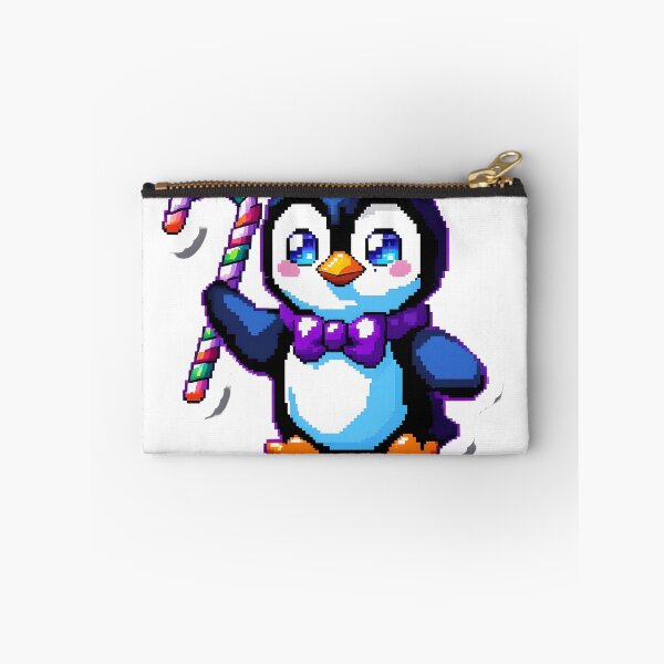 Item preview, Cute Pixel Penguin Holding Candy Cane Christmas Sticker designed and sold by BankMano.
