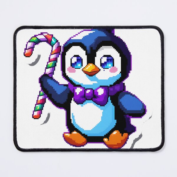 Item preview, Cute Pixel Penguin Holding Candy Cane Christmas Sticker designed and sold by BankMano.