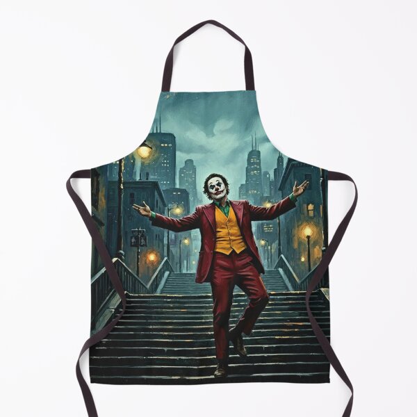 Item preview, Red Suit Clown Painting | Urban Staircase Dance Art | Textured Gotham Nightfall Impasto Poster designed and sold by Art's Diner.