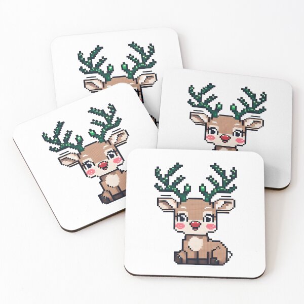 Item preview, Shy Pixel Reindeer Christmas Sticker in Cute Retro Style designed and sold by BankMano.