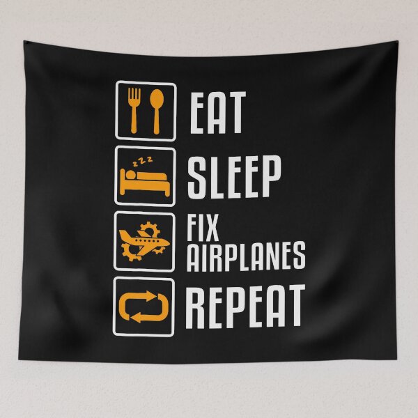 Item preview, Eat Sleep Fix Airplanes Repeat Funny Aircraft Mechanic Crew designed and sold by cordfried3h.