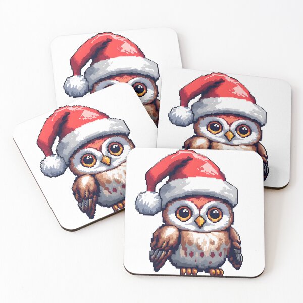 Item preview, Cute Pixel Owl with Santa Hat Christmas Sticker Design designed and sold by BankMano.