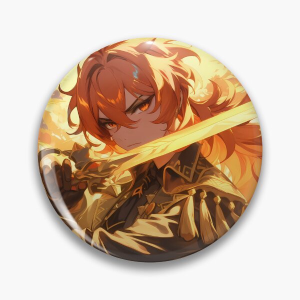 Item preview, Diluc Genshin Impact Fiery Knight Anime Boy designed and sold by thedarvills.