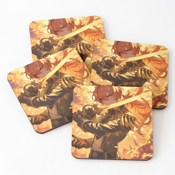 Item preview, Diluc Genshin Impact Fiery Knight Anime Boy designed and sold by thedarvills.