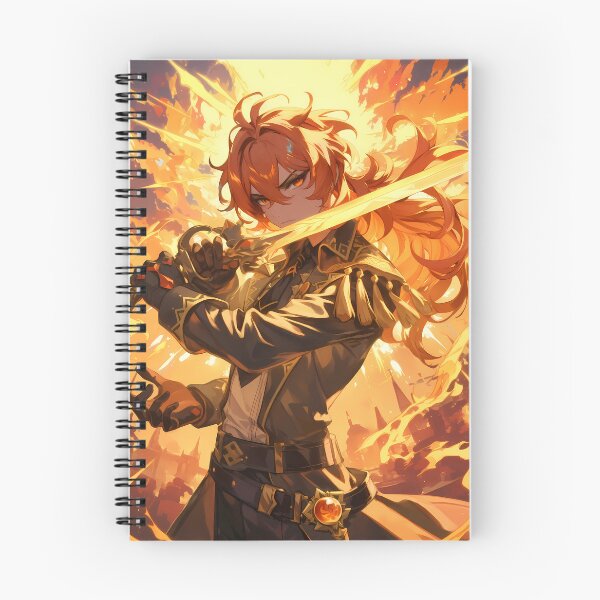 Item preview, Diluc Genshin Impact Fiery Knight Anime Boy designed and sold by thedarvills.
