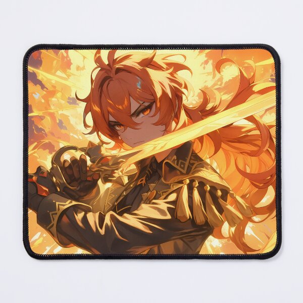 Item preview, Diluc Genshin Impact Fiery Knight Anime Boy designed and sold by thedarvills.