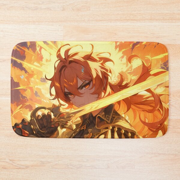 Item preview, Diluc Genshin Impact Fiery Knight Anime Boy designed and sold by thedarvills.