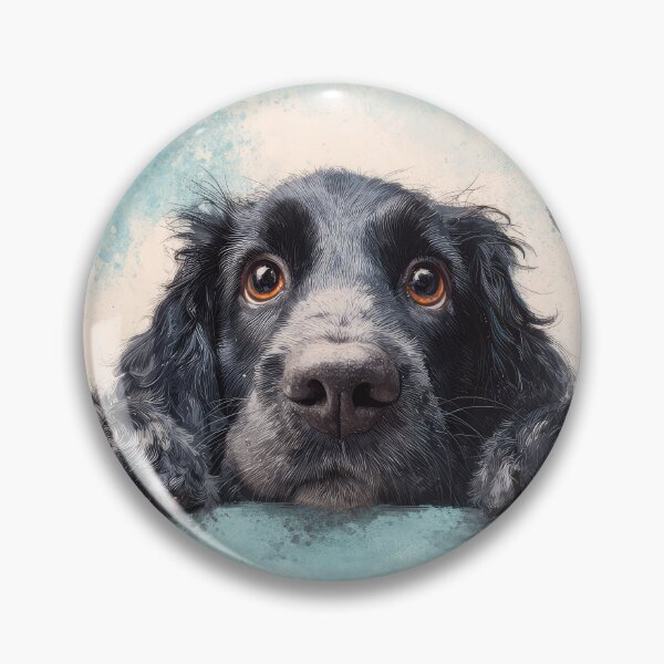 Item preview, Blue Picardy Spaniel Peeking over Wall 01 designed and sold by Elisabeth Lucas.