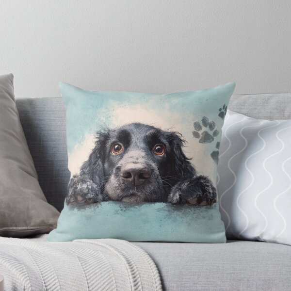 Item preview, Blue Picardy Spaniel Peeking over Wall 01 designed and sold by Elisabeth Lucas.