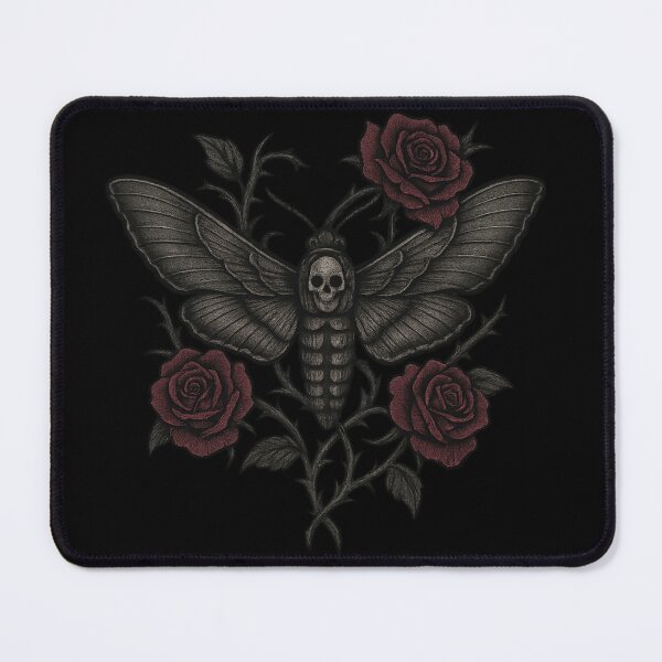 Item preview, Skull Head Moth with Roses – Gothic Skull Moth Dark Floral Art designed and sold by Mouraludia.