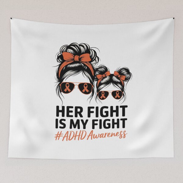 Item preview, Messy Bun Hair Her Fight Is My Fight ADHD Mom ADHD Awareness designed and sold by Rrettgison.