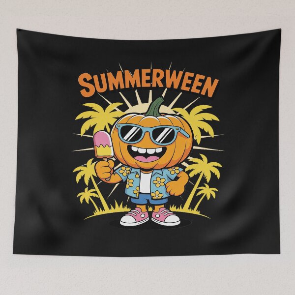 Item preview, Summerween Spooky Halloween Summer Vibes Pumpkin Ice-cream designed and sold by Eskomeranola.