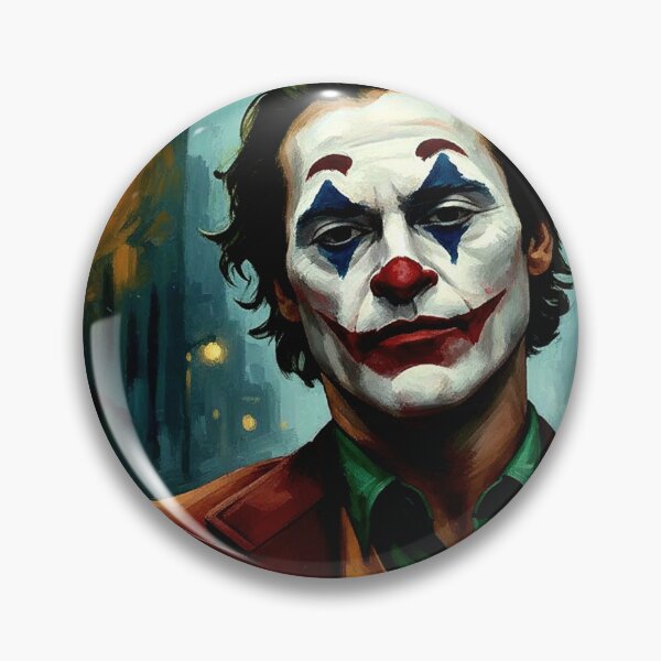 Item preview, Melancholic Clown Portrait Art | Red Suit Character Painting | Textured City Streetlight Impasto Poster designed and sold by Art's Diner.