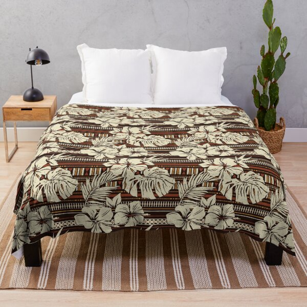 Item preview, Retro Hawaiian Tropical Hibiscus, Palm, Monstera,Tapa Floral designed and sold by RetroMaggie.