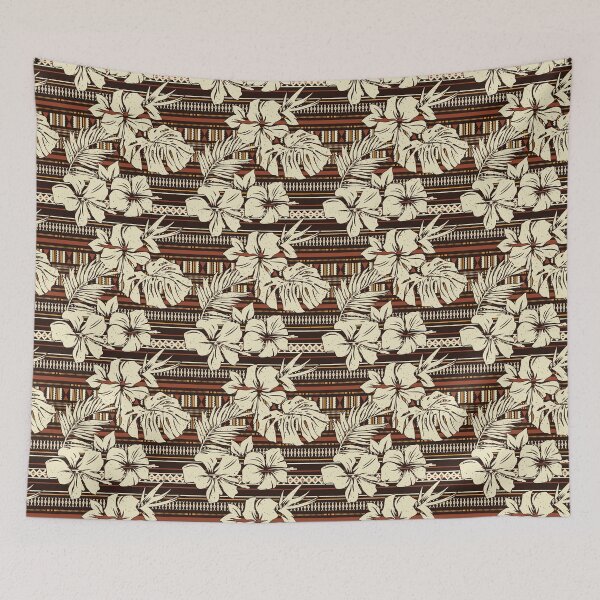 Item preview, Retro Hawaiian Tropical Hibiscus, Palm, Monstera,Tapa Floral designed and sold by RetroMaggie.