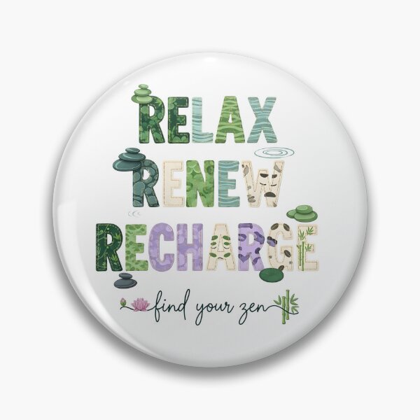 Item preview, Relax Renew Recharge – Find Your Zen" Spa Wellness Typography Art – Mindfulness Meditation Design designed and sold by Luminari Creations.