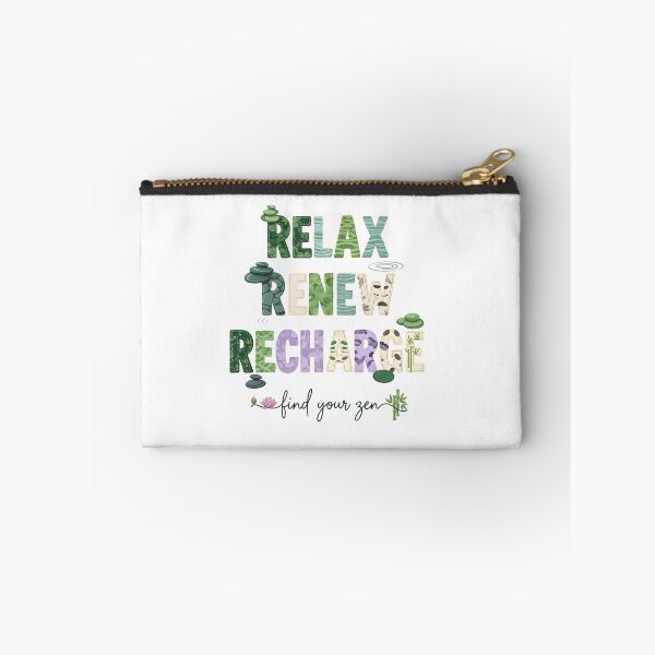 Item preview, Relax Renew Recharge – Find Your Zen" Spa Wellness Typography Art – Mindfulness Meditation Design designed and sold by Luminari Creations.