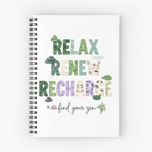 Item preview, Relax Renew Recharge – Find Your Zen" Spa Wellness Typography Art – Mindfulness Meditation Design designed and sold by Luminari Creations.