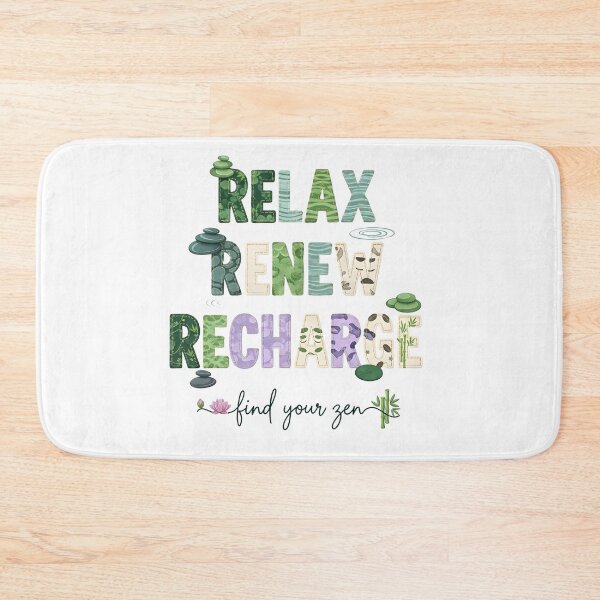 Item preview, Relax Renew Recharge – Find Your Zen" Spa Wellness Typography Art – Mindfulness Meditation Design designed and sold by Luminari Creations.