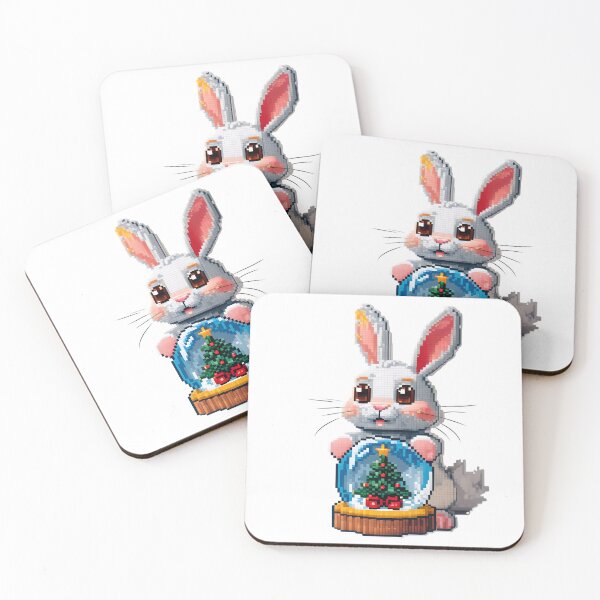 Item preview, Cute Pixel Bunny with Snow Globe Christmas Sticker designed and sold by BankMano.