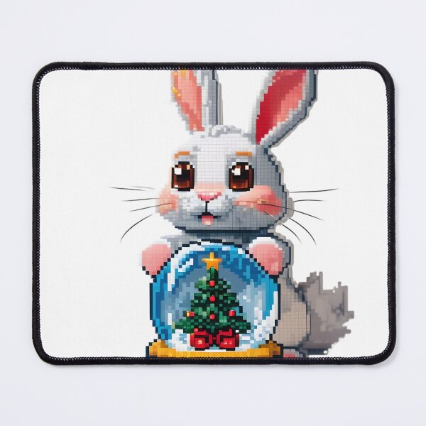 Item preview, Cute Pixel Bunny with Snow Globe Christmas Sticker designed and sold by BankMano.