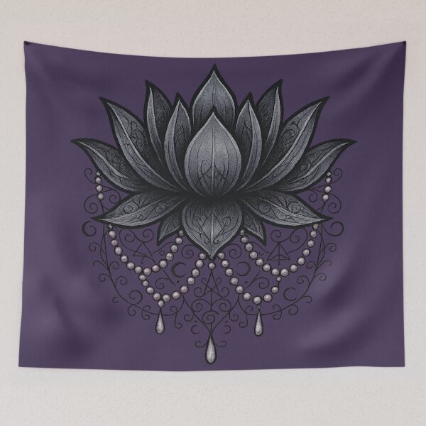 Item preview, Dark Gothic Lotus Chandelier – Mystical Floral Sacred Geometry Art designed and sold by Mouraludia.