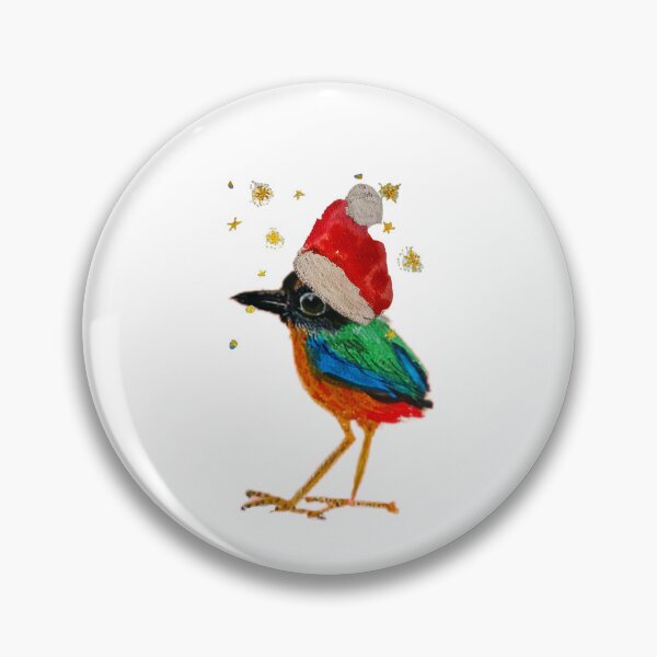 Artikelvorschau, Niedliche bunte Weihnachtsvogel-Aquarellillustration mit Weihnachtsmannmütze entworfen und verkauft von NataliaFlaherty.