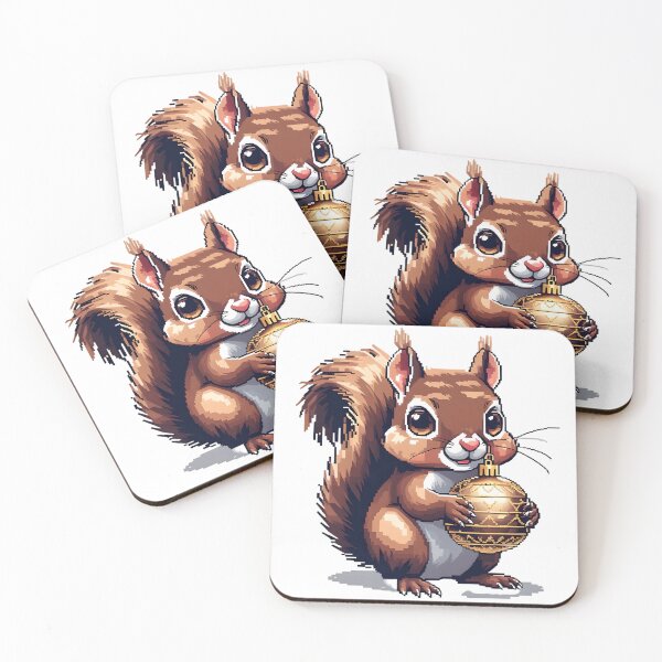 Item preview, Cute Pixel Squirrel Carrying Christmas Ornament Sticker designed and sold by BankMano.
