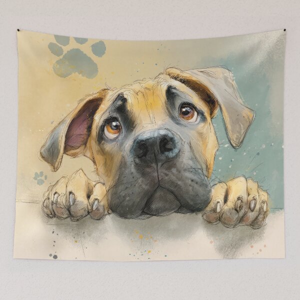 Item preview, Boerboel Peeking over Wall 01 designed and sold by Elisabeth Lucas.