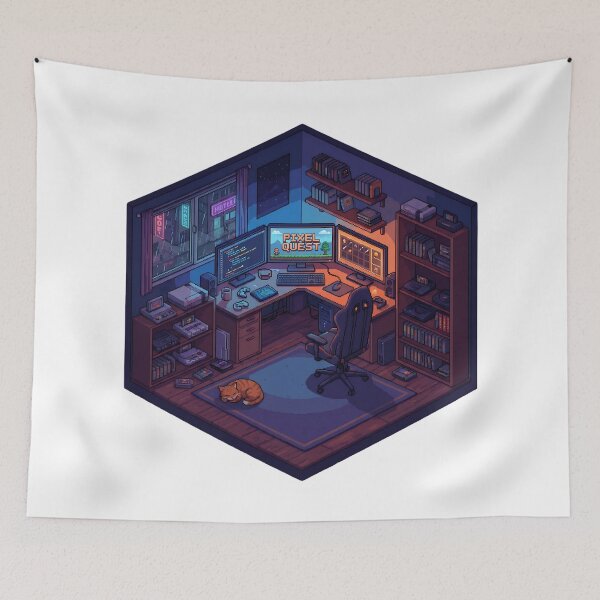 Item preview, Cozy Night In - Isometric Pixel Art Gaming Room designed and sold by NextLevelThread.
