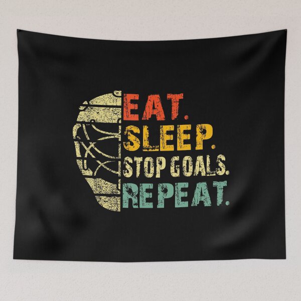 Item preview, Retro Funny Eat Sleep Stop Goals Repeat Ice Hockey Goalie designed and sold by guiceltsaxe3.