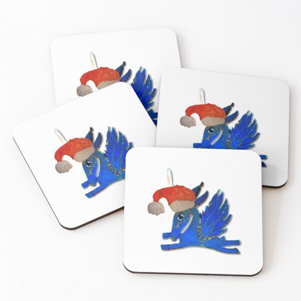 Item preview, Cute Blue Flying Horse Christmas Pegasus in Santa Hat Illustration designed and sold by NataliaFlaherty.