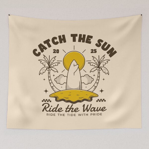 Item preview, Catch the Sun Ride the Wave Retro Surf Sunset Illustration designed and sold by adipra.
