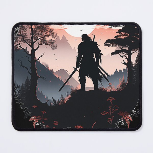 Item preview, Silhouette Swordsman In The Mountains Fantasy Landscape designed and sold by NovaNeal.