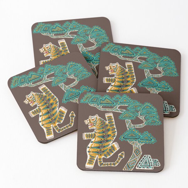 Item preview, Geometric Zen Mountain Tattoo Art - Tribal Tiger & Pine Pattern designed and sold by Z&C.