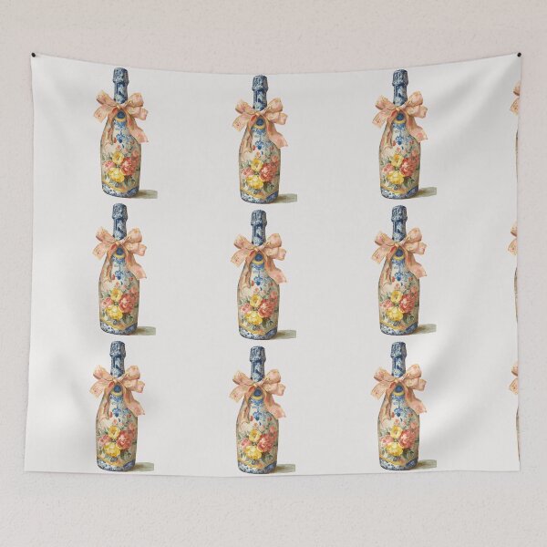 Item preview, Floral celebration wine bottle designed and sold by MendaciousMina.
