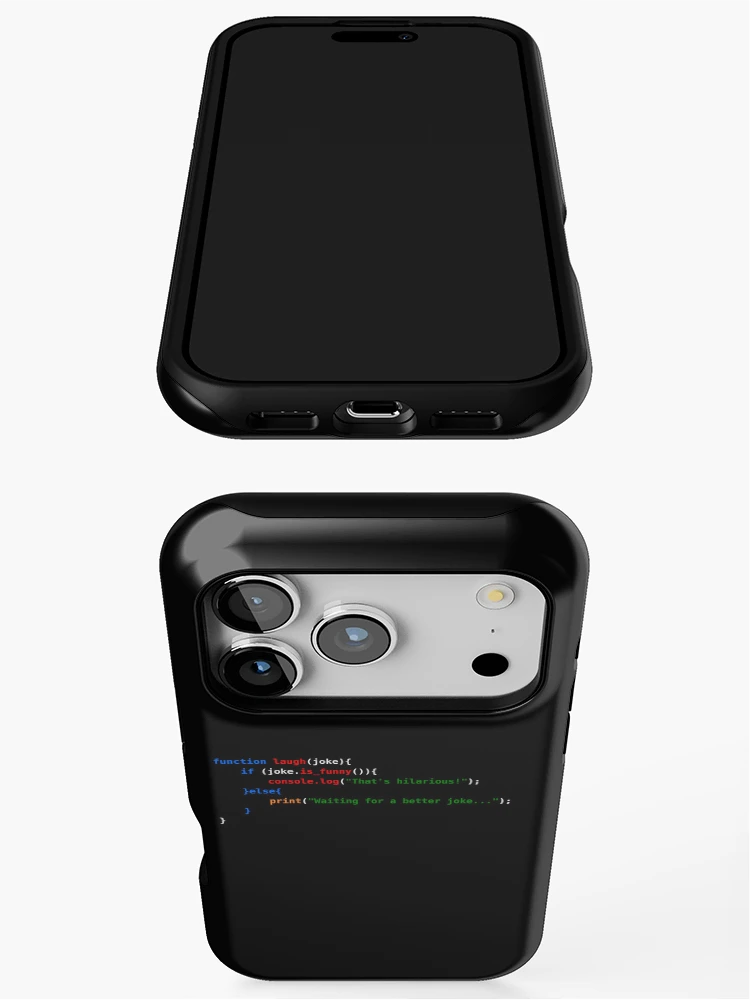 Thumbnail 3 of 4, iPhone Case, JavaScript Code Humor: Laugh or Wait for a Better Joke designed and sold by WayOutWorks.
