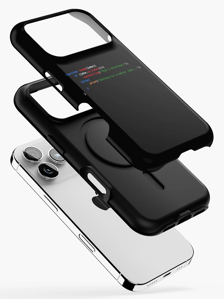 Thumbnail 2 of 4, iPhone Case, JavaScript Code Humor: Laugh or Wait for a Better Joke designed and sold by WayOutWorks.