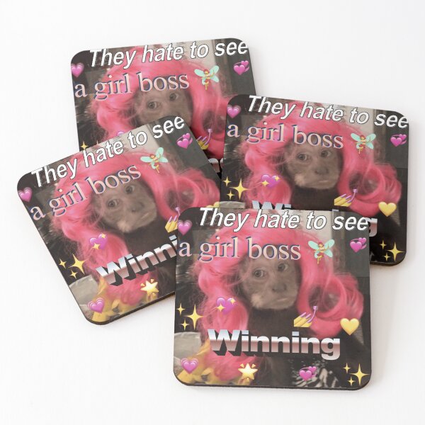 Item preview, "they hate to see a girl boss winning" monkey meme designed and sold by monkey zone.