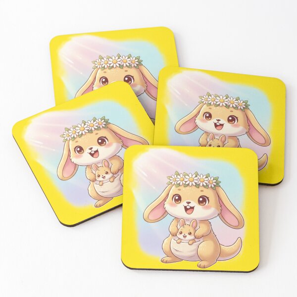 Item preview, Sunnyroo & Baby Bop – Adorable Kawaii Bunny‑Kangaroo Duo in Sunshine | Cute Pastel Fluffaroo Character designed and sold by harmandragon04.