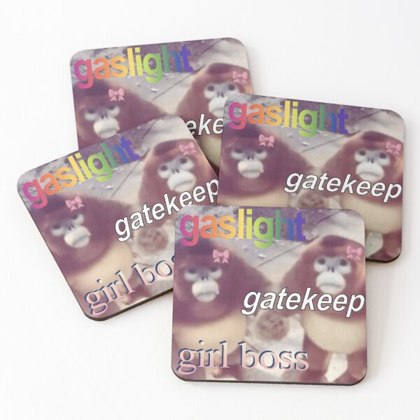 Item preview, "gaslight gatekeep girlboss" monkey meme designed and sold by monkey zone.