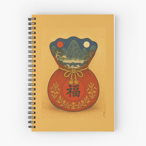 Item preview, Korean Folk Art Traditional Sun and Moon Five Peaks Painting Lucky Pouch Minhwa designed and sold by allpalgo.