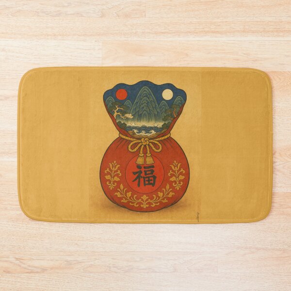 Item preview, Korean Folk Art Traditional Sun and Moon Five Peaks Painting Lucky Pouch Minhwa designed and sold by allpalgo.